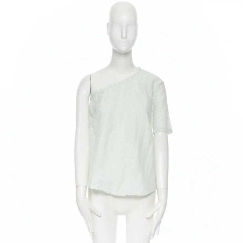 Rosie Assoulin Striped One Shoulder Top Green Polyamide Never worn, with tag - Inside View