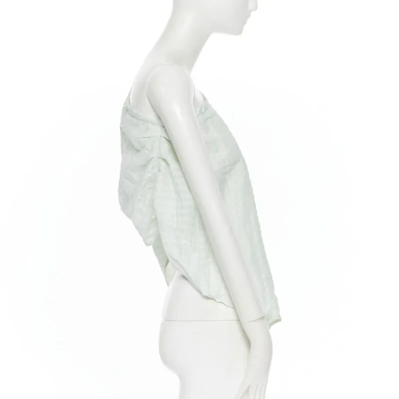 Rosie Assoulin Striped One Shoulder Top Green Polyamide Never worn, with tag - Box View