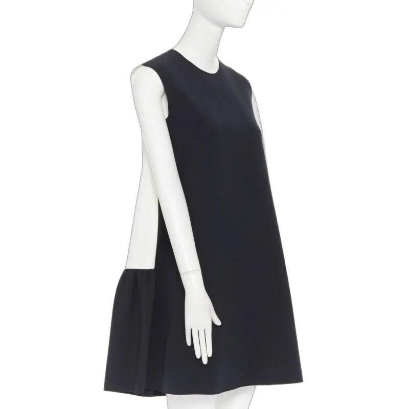 Roksanda Contrast Pleat Dress Black Polyester Good - Front View
