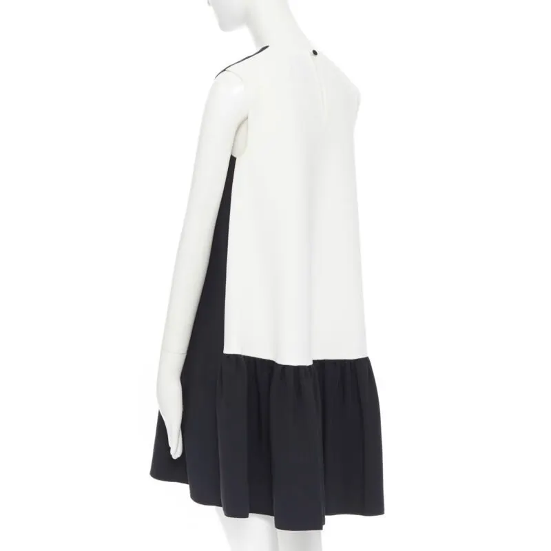 Roksanda Contrast Pleat Dress Black Polyester Good - Back View