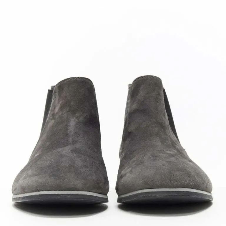 Tod's Elastic Gusset Flat Bootie Grey Suede Very good - Model View