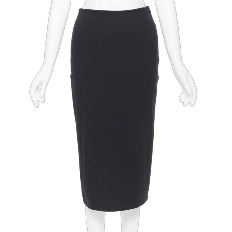 T by Alexander Wang Slit Pencil Skirt Black Polyester Very good - Front View