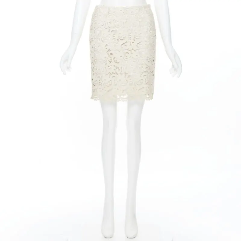 Michael Kors Lace Fitted Skirt Beige Polyester Good - Inside View