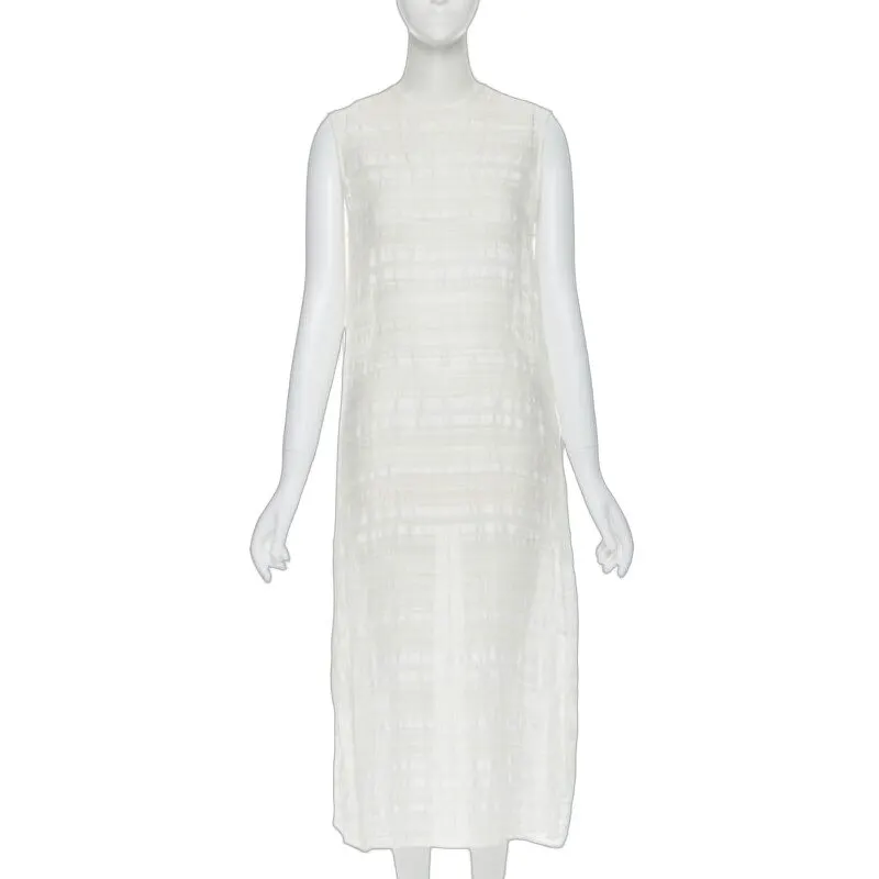 Raey Textured Muslin Dress Beige Linen Very good - Front View