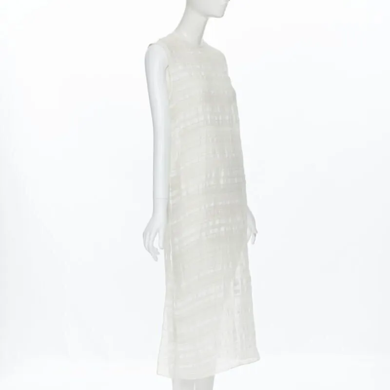 Raey Textured Muslin Dress Beige Linen Very good - Model View