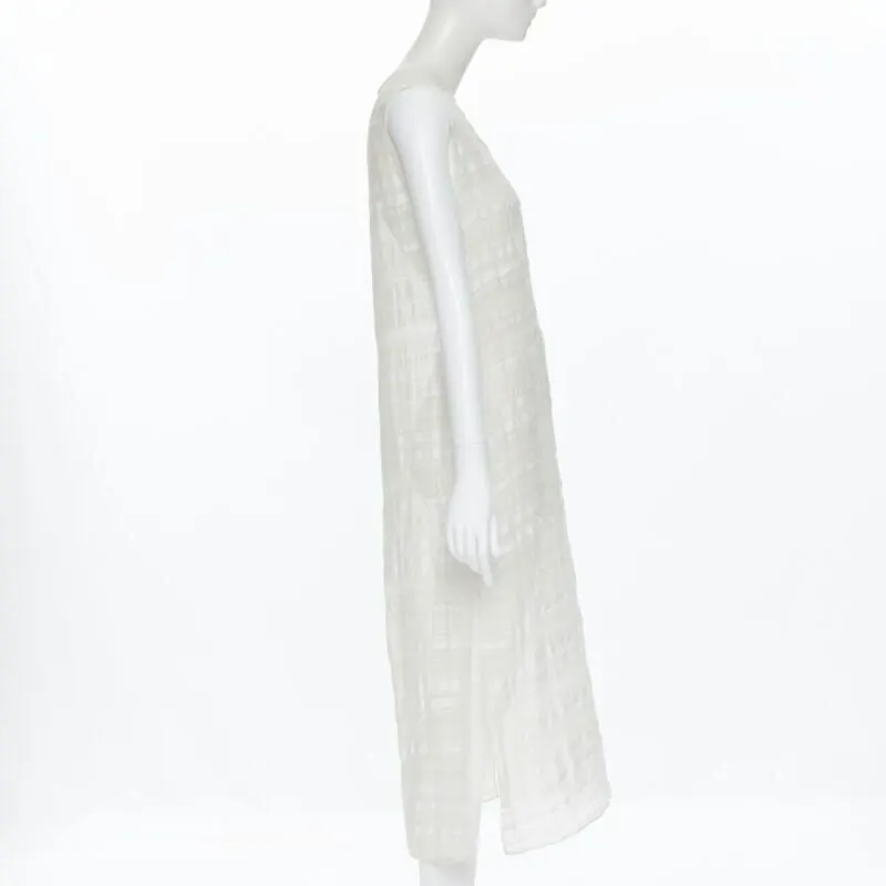 Raey Textured Muslin Dress Beige Linen Very good - Box View