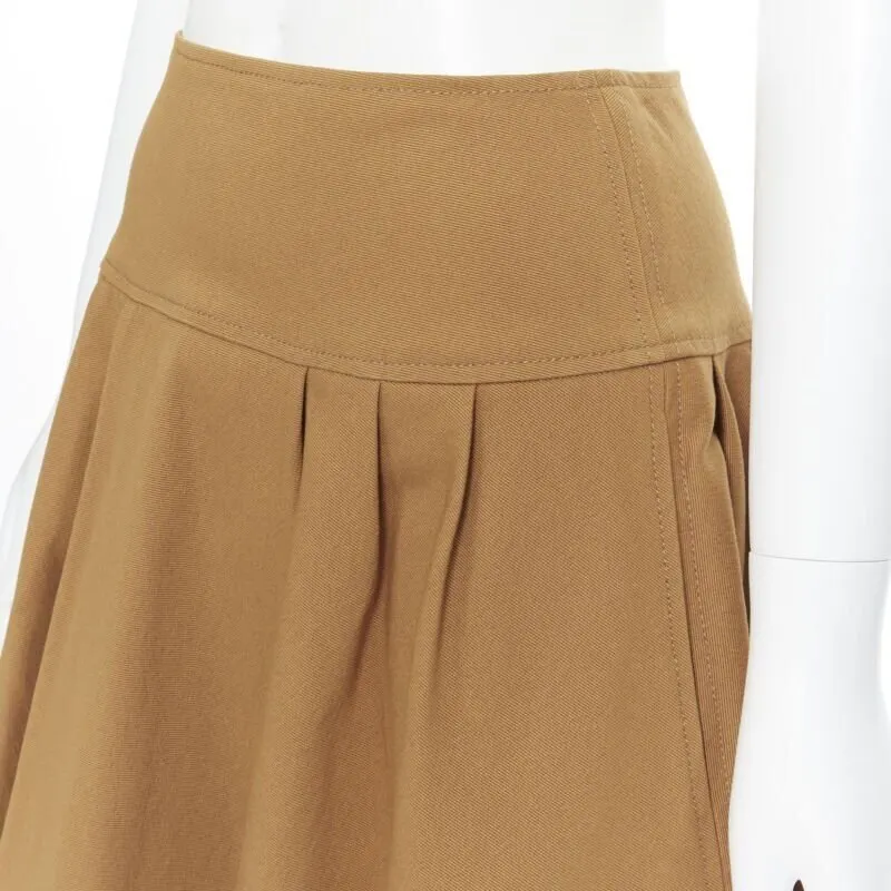 Oscar de la Renta Flared Knee Skirt Brown Cotton Very good - Back View