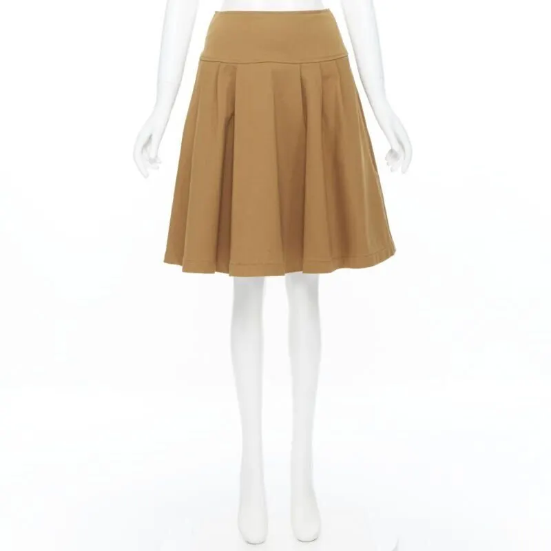 Oscar de la Renta Flared Knee Skirt Brown Cotton Very good - Inside View