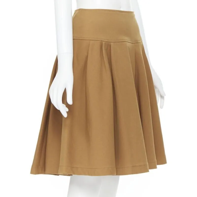 Oscar de la Renta Flared Knee Skirt Brown Cotton Very good - Model View