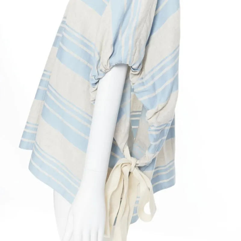 Lee Mathews Striped Poncho Top Grey Linen Never worn - Back View