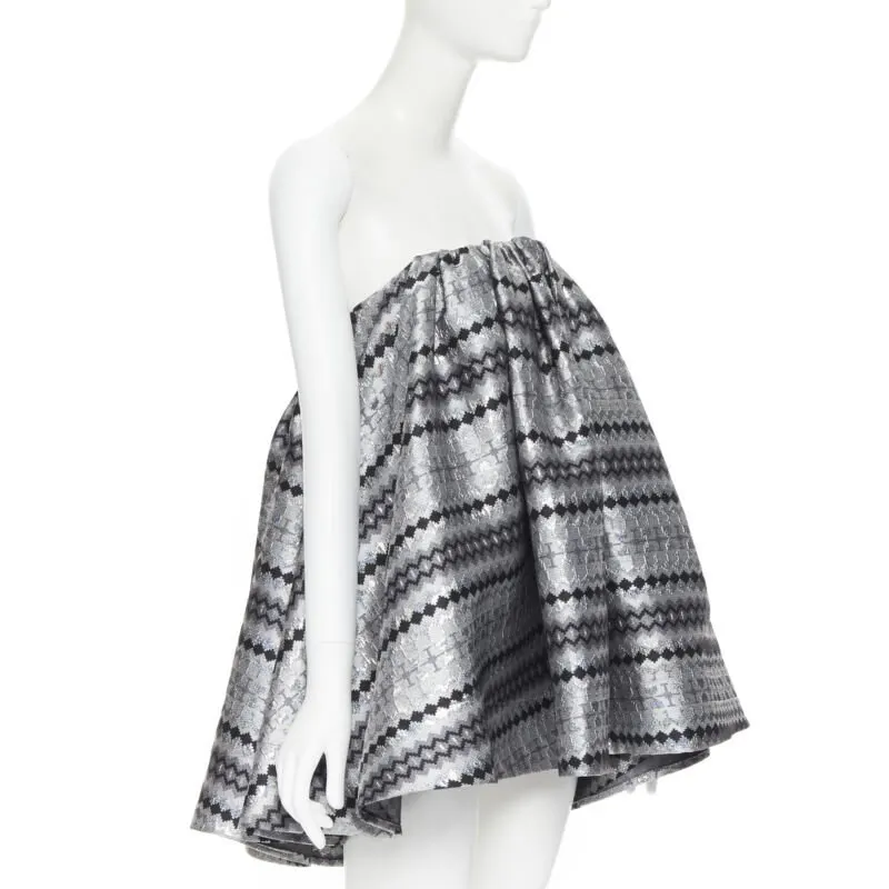 Maticevski Lurex Strapless Top Silver Polyester Very good - Front View