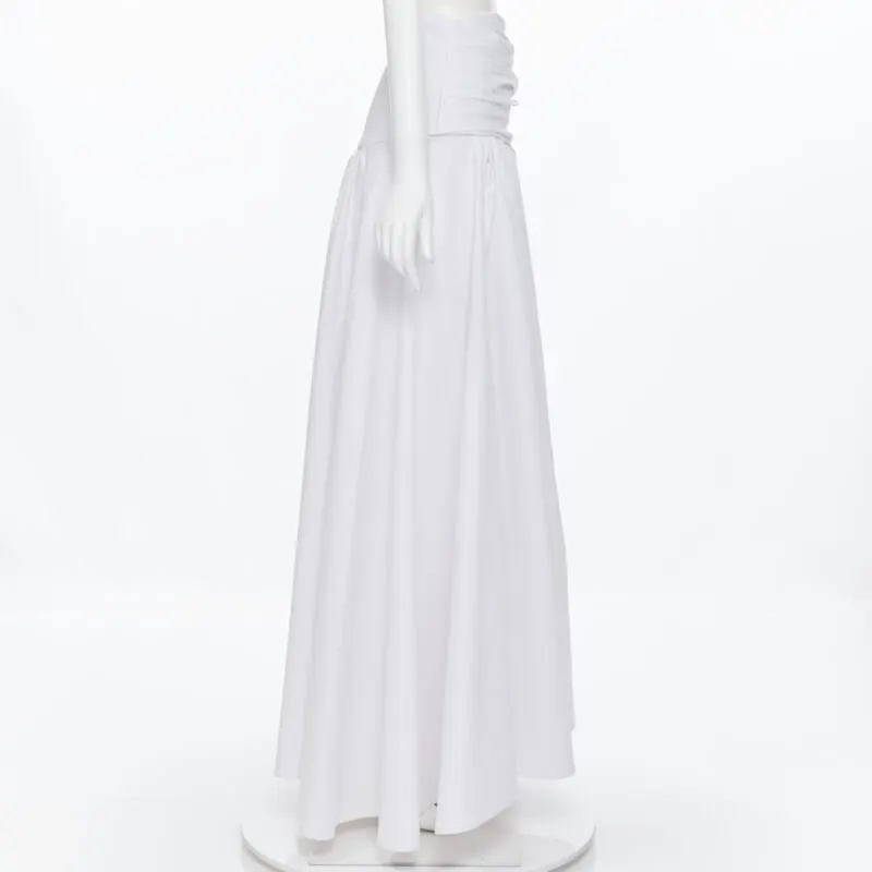 Maticevski Ruched Maxi Dress White Polyester Very good - Model View