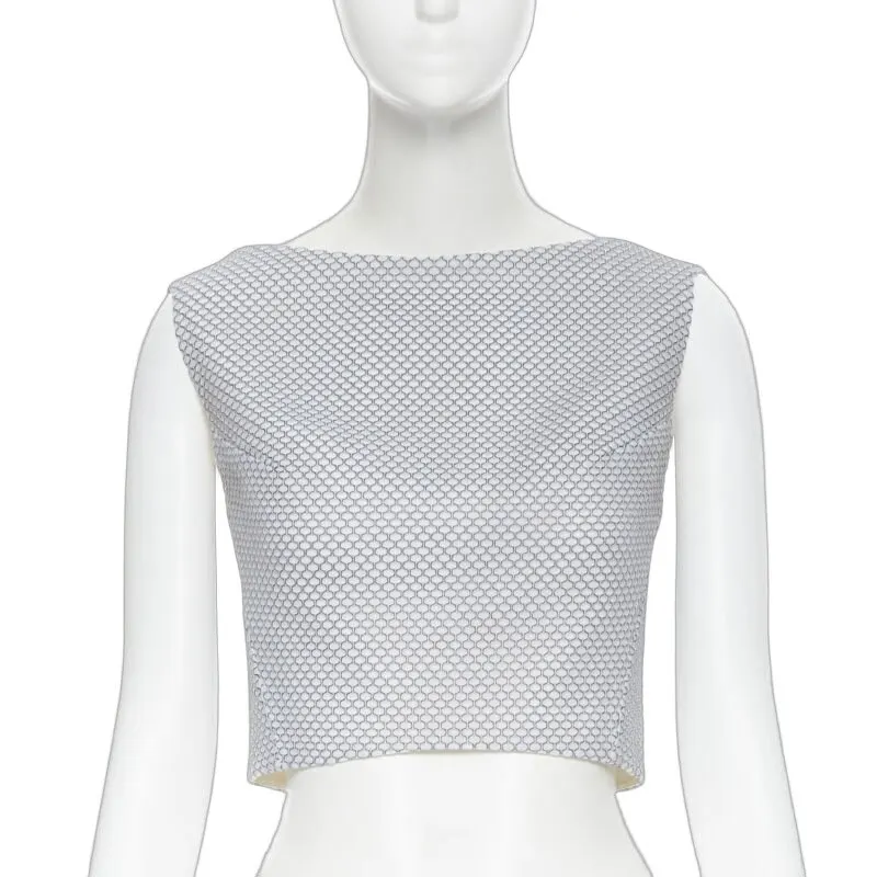 Maticevski Honeycomb Crop Top White Polyester Good - Front View