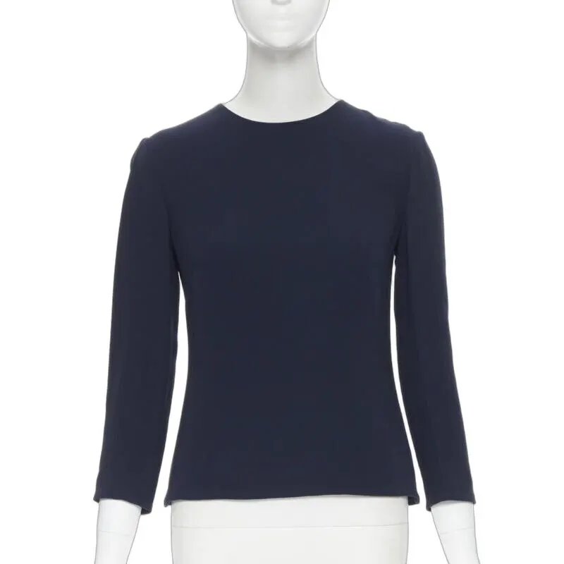 Ralph Lauren Crepe Sleeve Top Navy Good - Front View