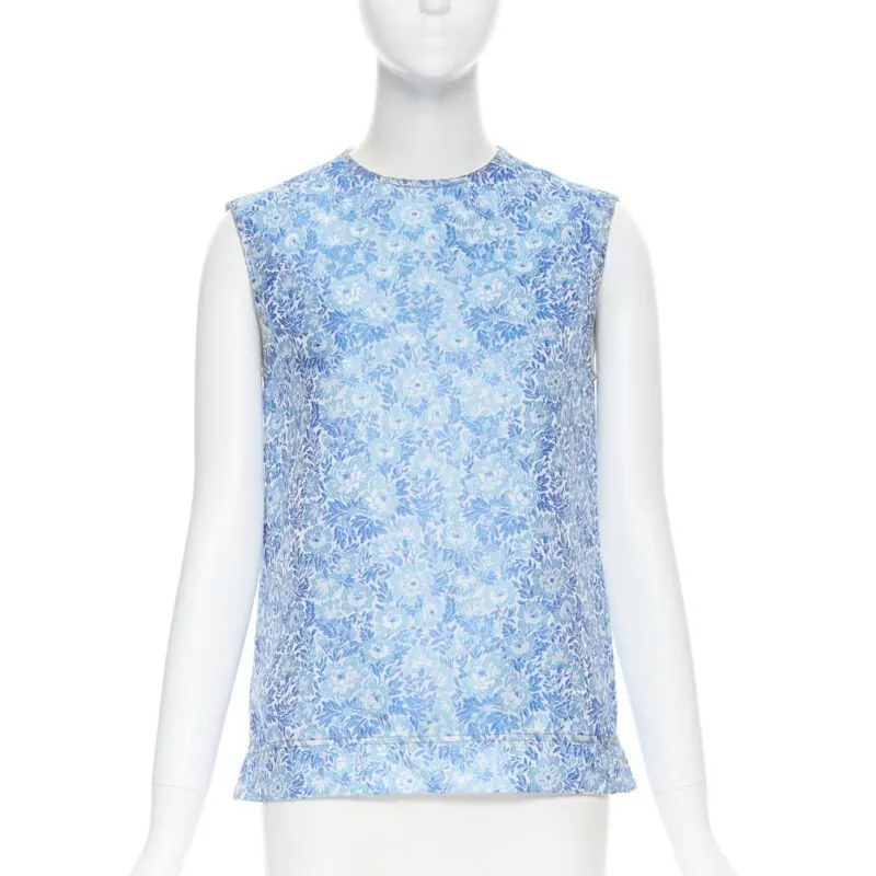 Calvin Klein Floral Jacquard Top Blue Polyester Very good - Front View