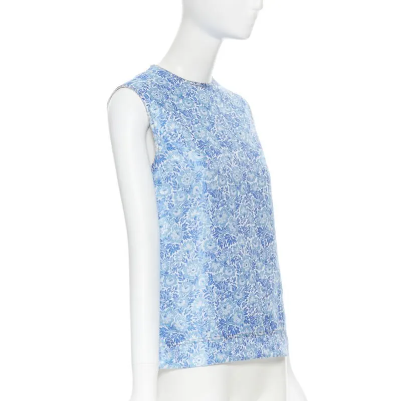 Calvin Klein Floral Jacquard Top Blue Polyester Very good - Inside View