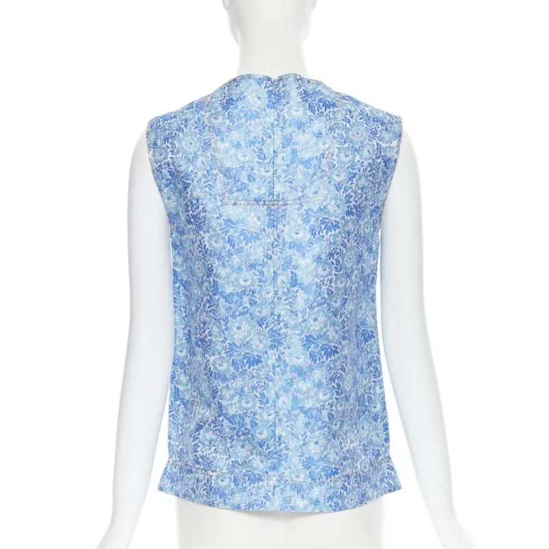 Calvin Klein Floral Jacquard Top Blue Polyester Very good - Box View