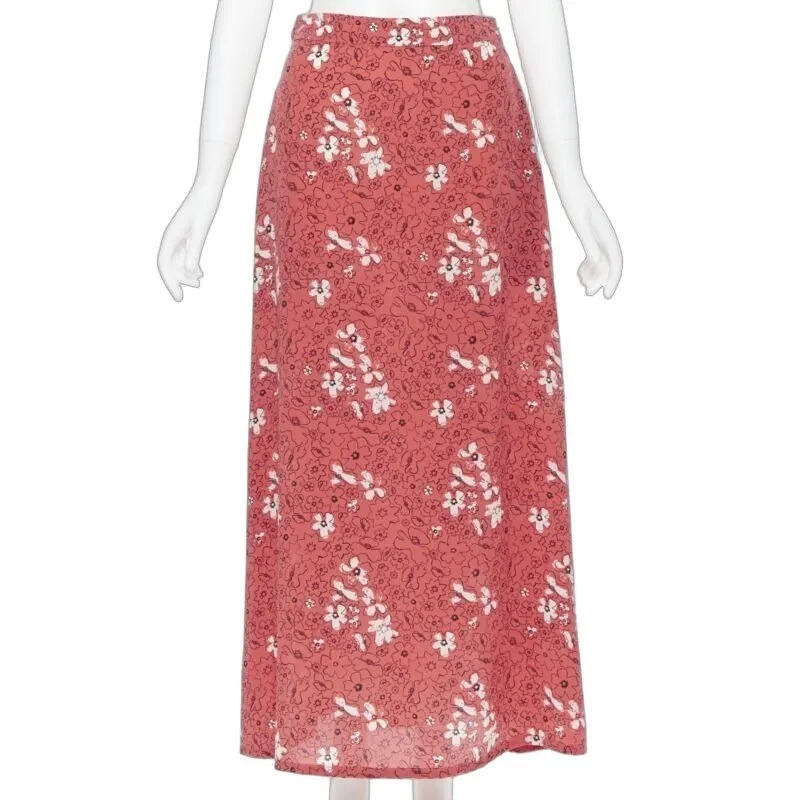 Tomas Maier Floral Midi Skirt Pink Silk Very good - Front View