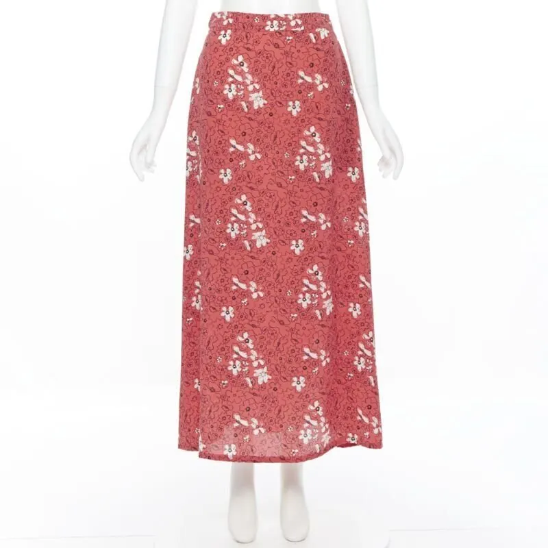 Tomas Maier Floral Midi Skirt Pink Silk Very good - Inside View