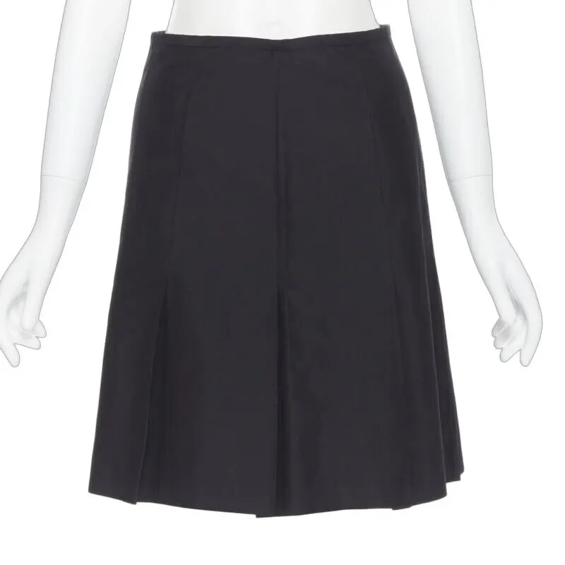 Ralph Lauren Pleated Work Skirt Black Polyester Very good - Front View
