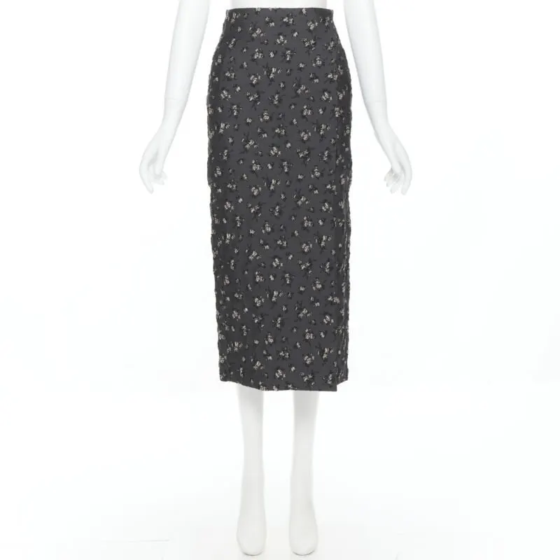 Brock Collection Cloque Pencil Skirt Grey Polyester Very good - Inside View