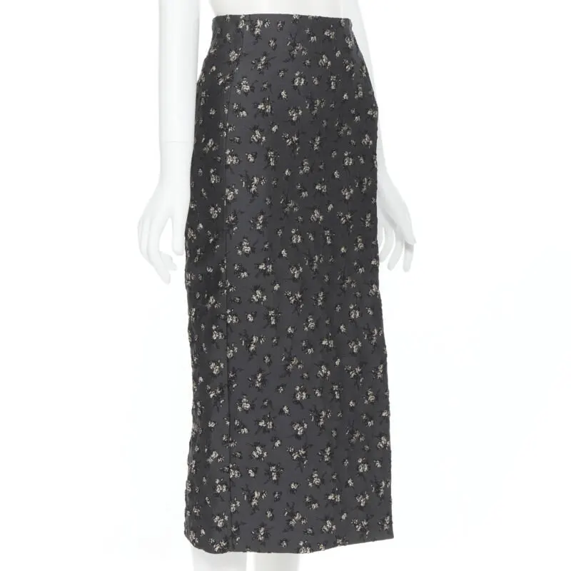 Brock Collection Cloque Pencil Skirt Grey Polyester Very good - Model View