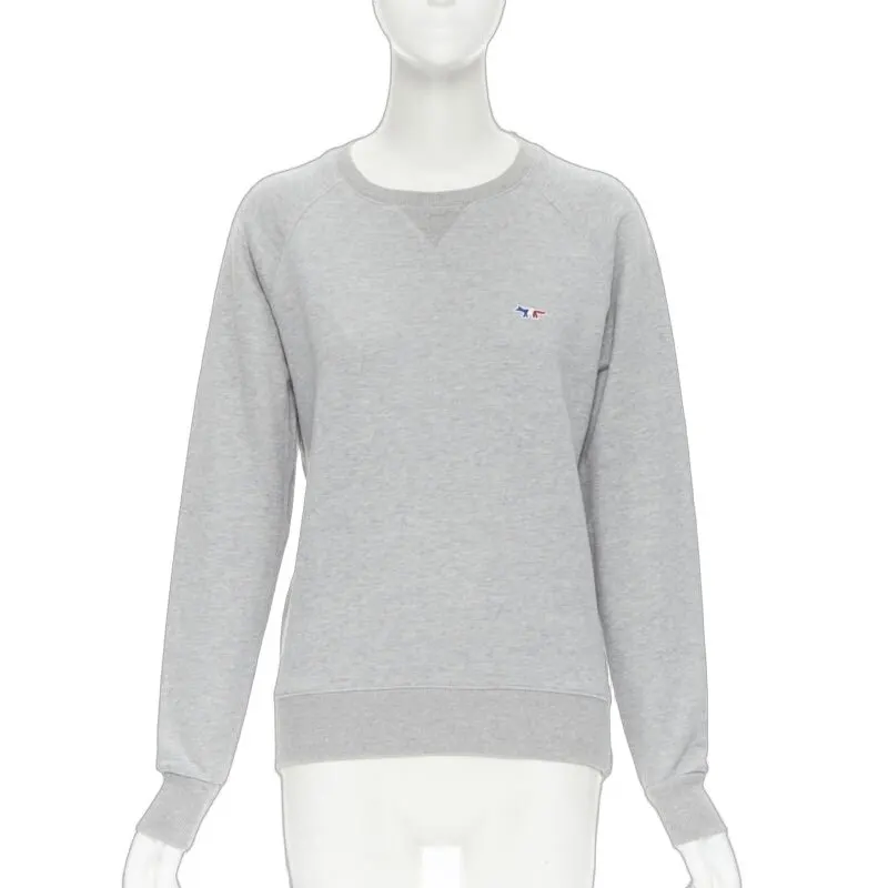 Maison Kitsune Fox Logo Pullover Grey Cotton Never worn - Front View
