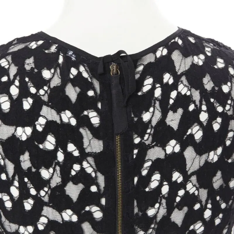 Nina Ricci Sheer Lace Tee Black Polyester Never worn - Back View