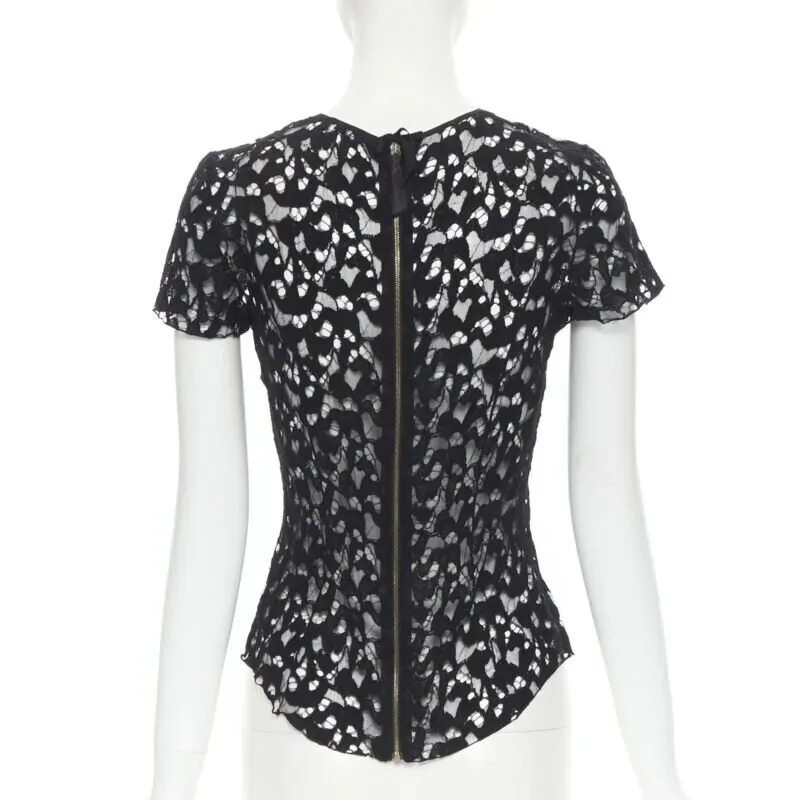 Nina Ricci Sheer Lace Tee Black Polyester Never worn - Box View