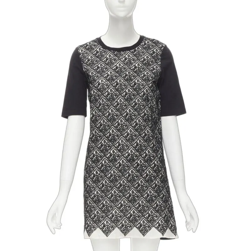 Giambattista Valli Jacquard T-shirt Dress Black Cotton Never worn - Front View
