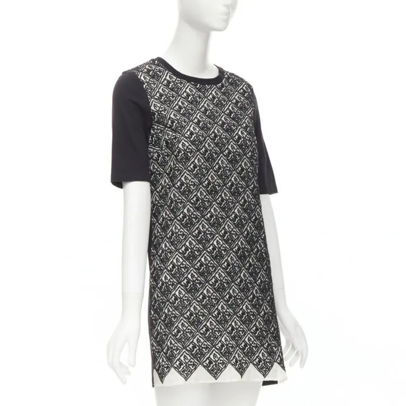Giambattista Valli Jacquard T-shirt Dress Black Cotton Never worn - Inside View
