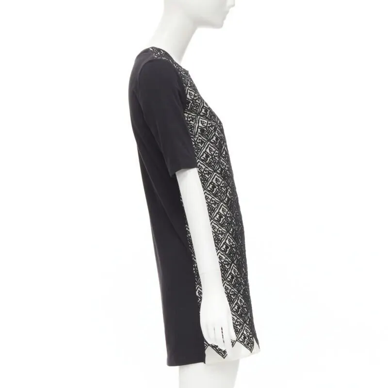 Giambattista Valli Jacquard T-shirt Dress Black Cotton Never worn - Model View