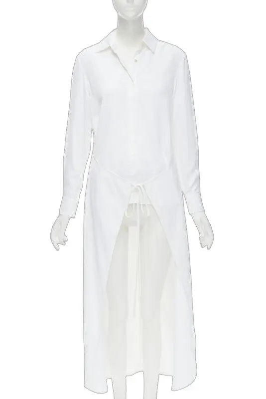 Rosetta Getty High Low Train Shirt White Viscose Very good - Front View