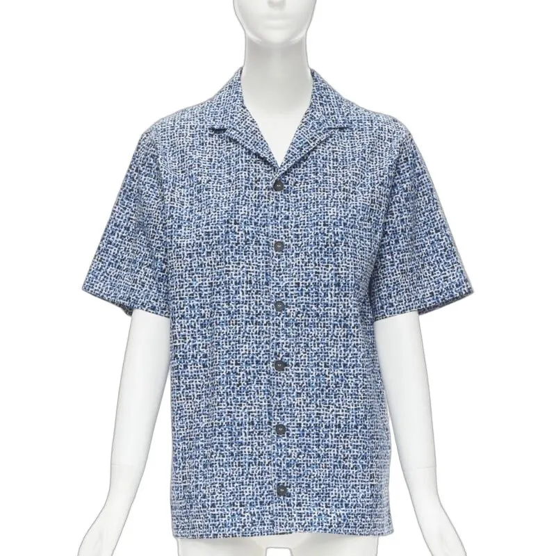Bottega Veneta Speckle Camp Shirt Blue Cotton Never worn - Front View