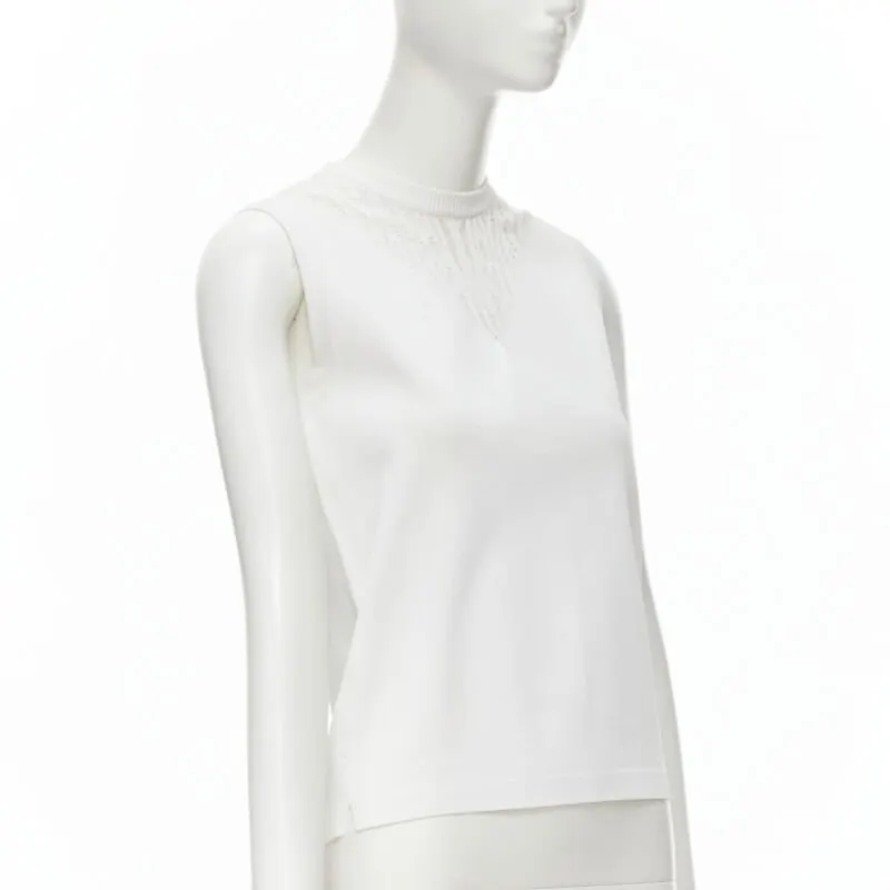 Louis Vuitton Lace knit sweater White Viscose Fair - Inside View