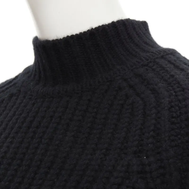 Maison Kitsune Chunky Knit Sweater Black Wool Never worn - Back View