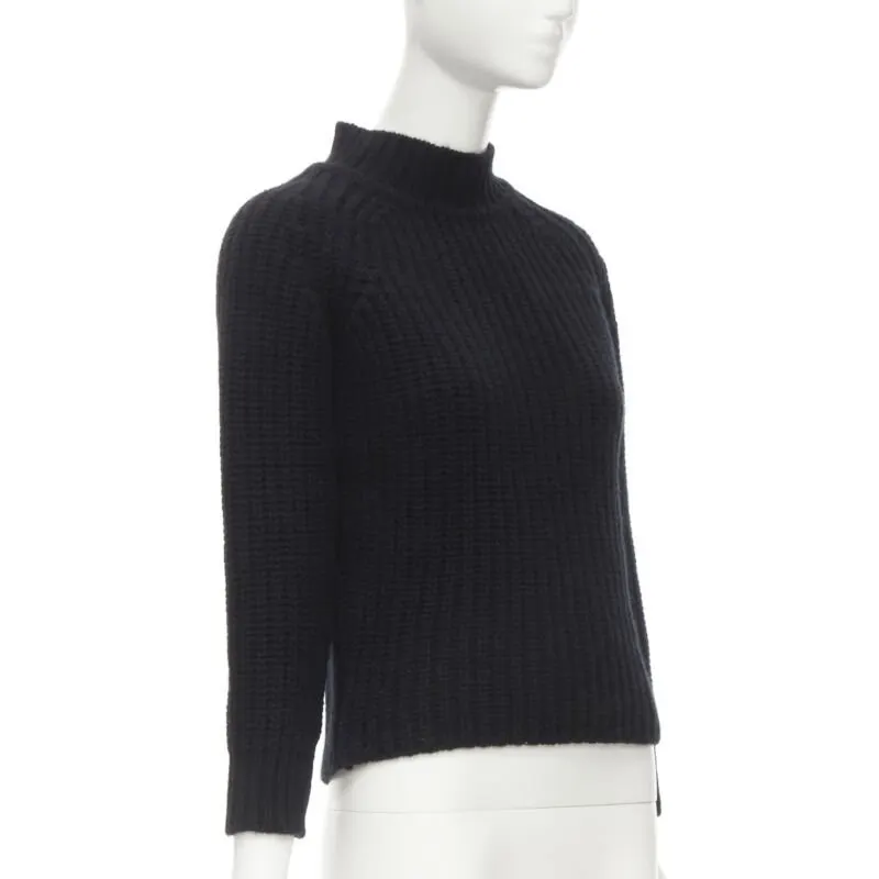 Maison Kitsune Chunky Knit Sweater Black Wool Never worn - Inside View