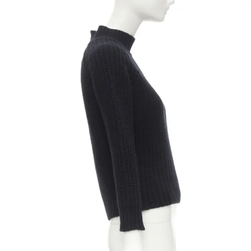 Maison Kitsune Chunky Knit Sweater Black Wool Never worn - Model View