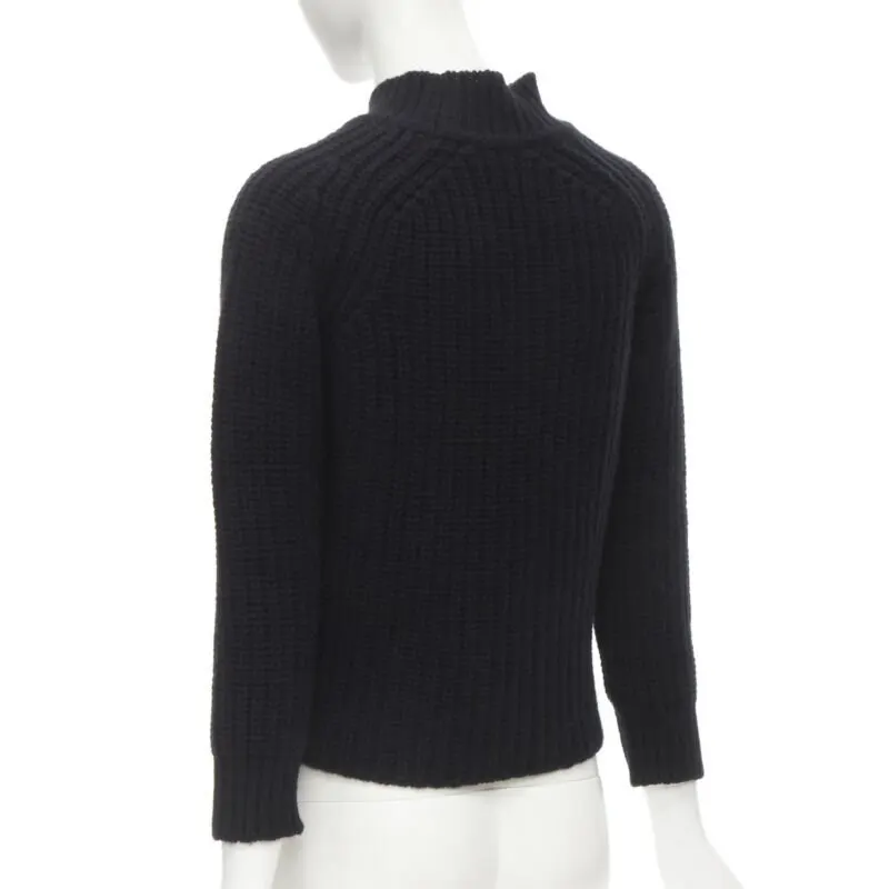 Maison Kitsune Chunky Knit Sweater Black Wool Never worn - Box View