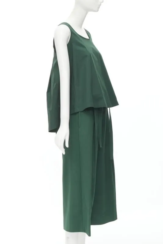Rochas Cotton Vest Pantsuit Green Cotton Very good - Front View