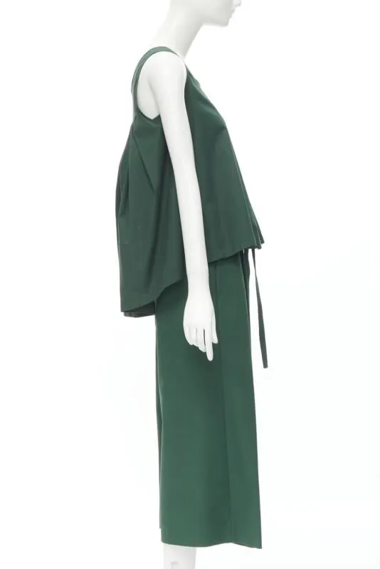 Rochas Cotton Vest Pantsuit Green Cotton Very good - Model View