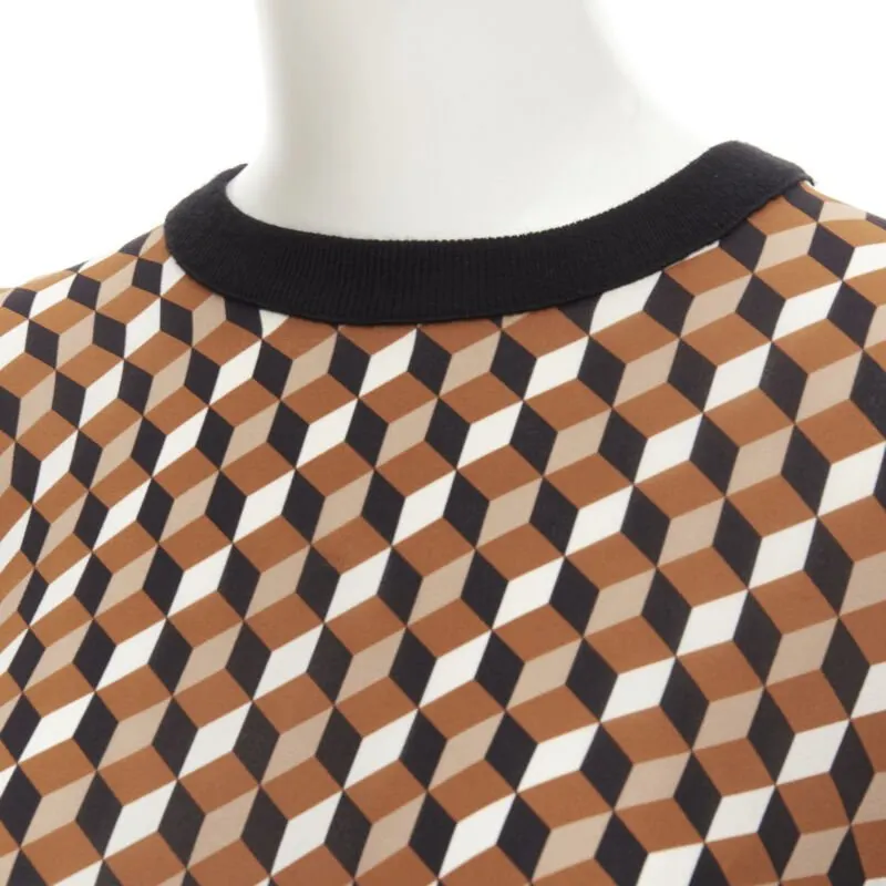 Michael Kors Cube Print Sweater Brown Wool Never worn - Back View