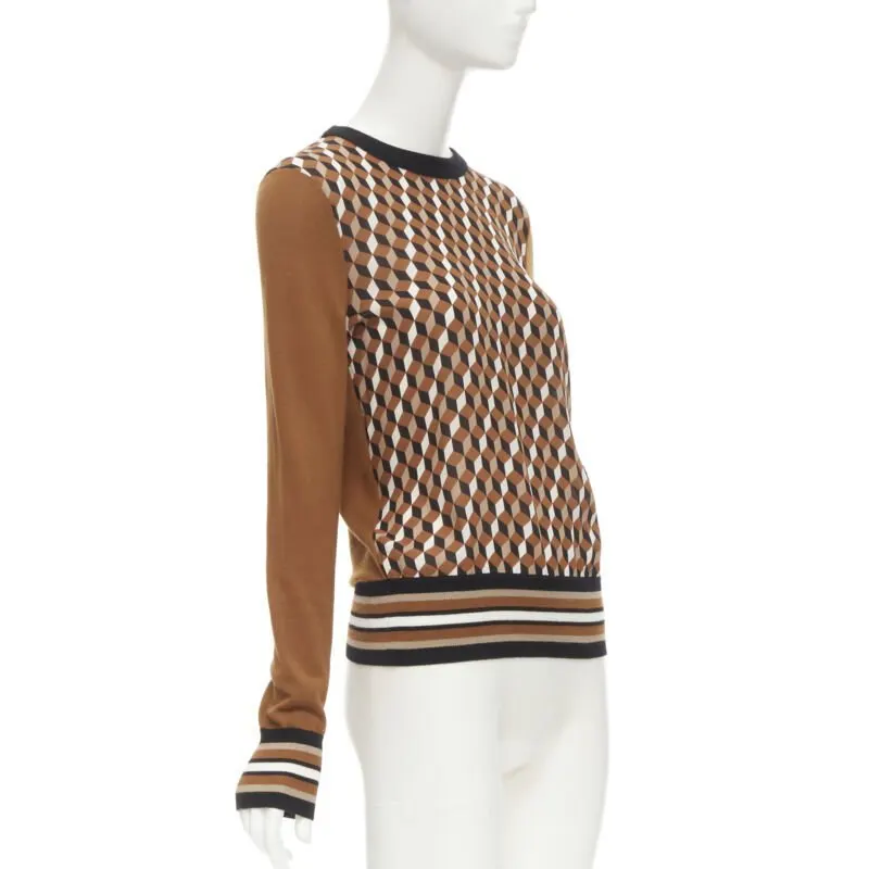 Michael Kors Cube Print Sweater Brown Wool Never worn - Inside View