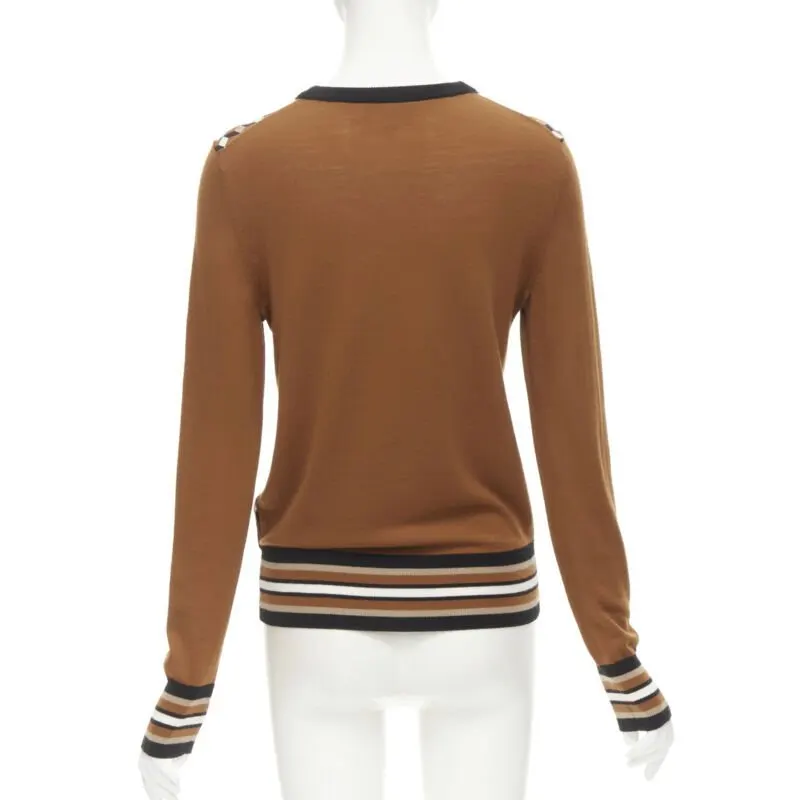 Michael Kors Cube Print Sweater Brown Wool Never worn - Model View