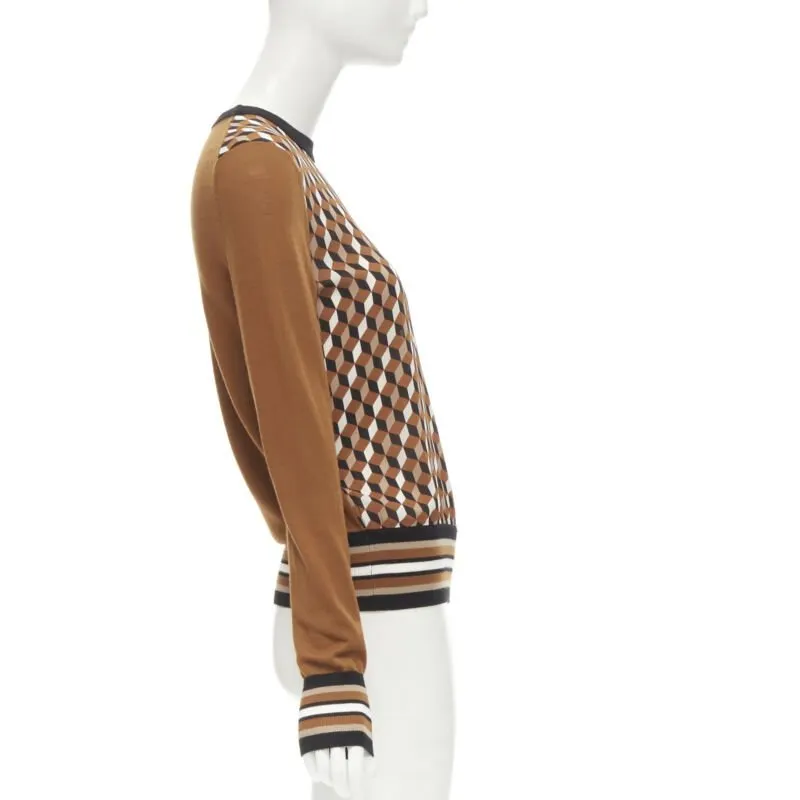 Michael Kors Cube Print Sweater Brown Wool Never worn - Box View