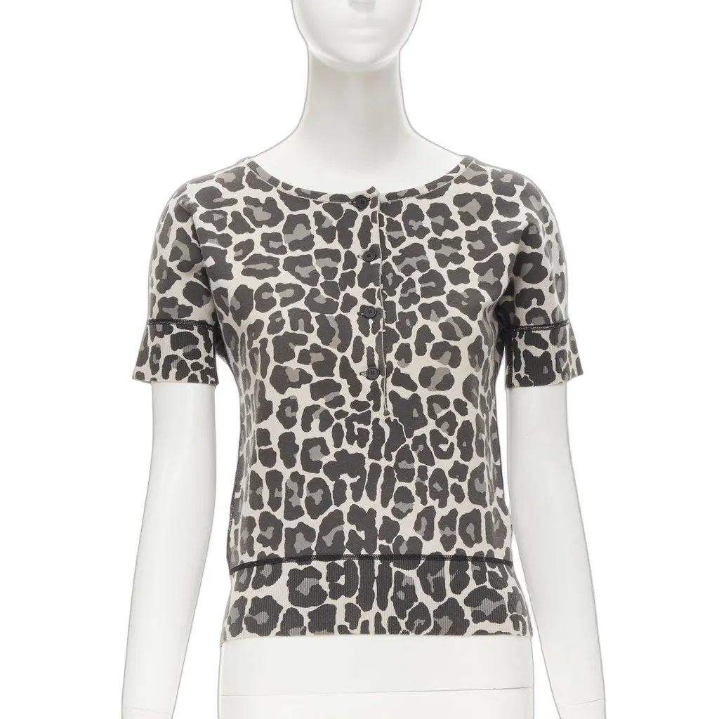 Bottega Veneta Leopard Print Top Grey Cotton Never worn - Front View