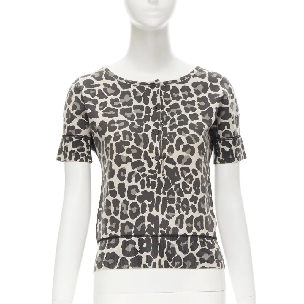 Bottega Veneta Leopard Print Top Grey Cotton Never worn - Inside View