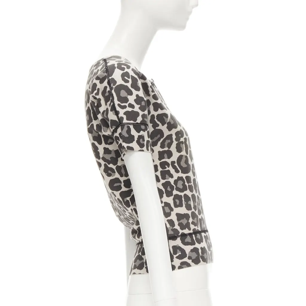 Bottega Veneta Leopard Print Top Grey Cotton Never worn - Model View