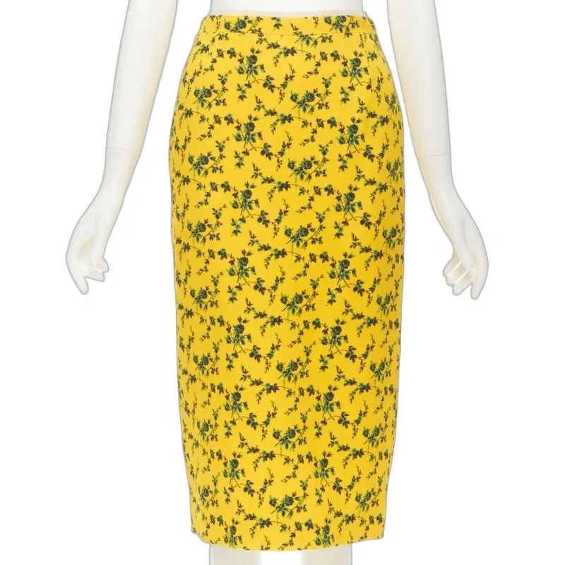 N°21 Leaf Print Skirt Yellow Viscose Never worn - Front View