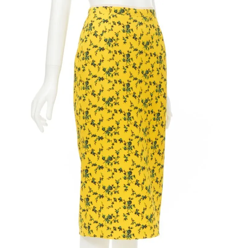 N°21 Leaf Print Skirt Yellow Viscose Never worn - Inside View